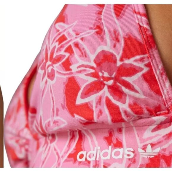 Adidas AOP Island Club Bralette Pink Floral Fabric Top Summer Deadstock NWT XS - Picture 6 of 10